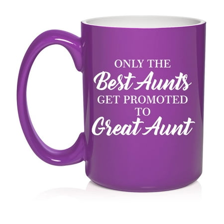 

The Best Aunts Get Promoted To Great Aunt Ceramic Coffee Mug Tea Cup Gift for Her Sister Women Aunt Family Friend Cute Coworker Pregnancy Announcement Mother’s Day (15oz Purple)