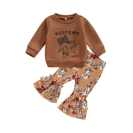 Qtinghua Western Baby Girls Clothes Long Sleeve Sweatshirt Tops Horse Flared Pants 2Pcs Set Fall Winter Outfits Caramel 12-18 Months
Qtinghua Western Baby Girls Clothes Long Sleeve Sweatshirt Tops Horse Flared Pants 2Pcs Set Fall Winter Outfits Caramel 12-18 Months