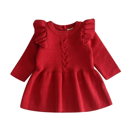 IBTOM CASTLE Baby Girls Ribbed Knit Sweater Dress Kids Ruffle Long Sleeve Casual Christmas Playwear 18-24 Months Wine Red 02
IBTOM CASTLE Baby Girls Ribbed Knit Sweater Dress Kids Ruffle Long Sleeve Casual Christmas Playwear 18-24 Months Wine Red 02
