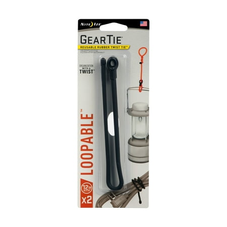 Gear Tie Loopable Twist Tie 12 in. - 2 Pack - Black