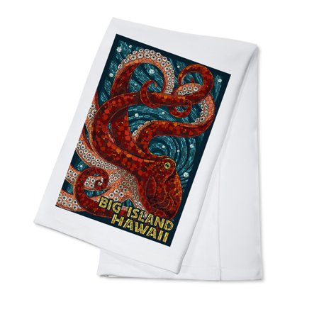 Big Island, Hawaii - Octopus - Mosaic - Lantern Press Artwork (100% Cotton Kitchen Towel)