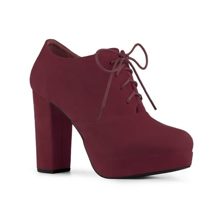 Perphy Women s Platform Lace Up Chunky Heel Ankle Booties