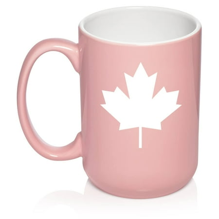 Maple Leaf Ceramic Coffee Mug Tea Cup Gift (15oz Light Pink)
