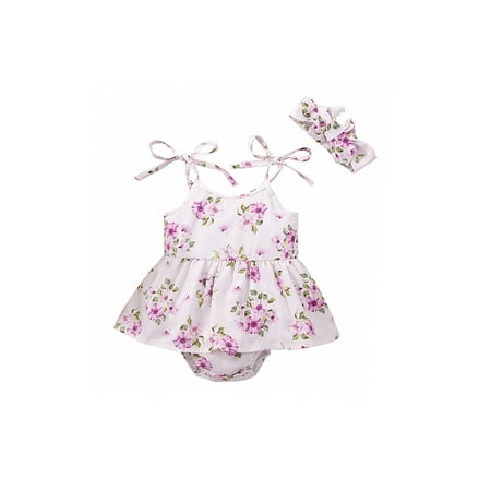 Calsunbaby Infants Baby Girls Romper Dress Sweet Floral Sleeveless Bandage Spaghetti Shoulder Strap Jumpsuits with Headband
Calsunbaby Infants Baby Girls Romper Dress Sweet Floral Sleeveless Bandage Spaghetti Shoulder Strap Jumpsuits with Headband