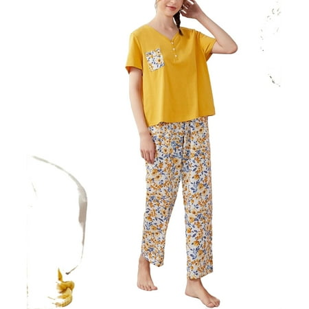 Casual Floral PrintV neck Pant Sets Short Sleeve Multicolor Womens Pajama Sets (Women s)
Casual Floral PrintV neck Pant Sets Short Sleeve Multicolor Womens Pajama Sets (Women s)