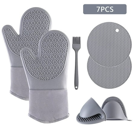 7pcs Silicone Oven Mitt and Pot Holder Set Asablve 500°F Heat Resistant Oven Gloves Non-Slip Oven Mittens with Mini Oven Gloves and Pot Holders Potholders for Kitchen Baking Cooking Gray
7pcs Silicone Oven Mitt and Pot Holder Set Asablve 500°F Heat Resistant Oven Gloves Non-Slip Oven Mittens with Mini Oven Gloves and Pot Holders Potholders for Kitchen Baking Cooking Gray