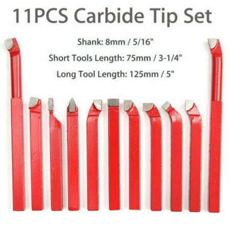 11pcs Set 8MM Carbide Tip Tipped Cutter Tool Bit Cutting For Metal Lathe Tools