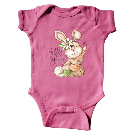 Inktastic Hello Spring Bunny Rabbit Gift Baby Girl Bodysuit