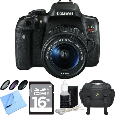 Canon EOS Rebel T6i Digital SLR Camera w\/ EF-S 18-55mm IS STM Lens Bundle includes Camera, Lens, 58mm Filter Kit, Compact Gadget Bag, 16GB SDHC Memory Card, Lens Cleaning Kit and Beach Camera Cloth Canon EOS Rebel T6i Digital SLR Camera w\/ EF-S 18-55mm IS STM Lens Bundle includes Camera, Lens, 58mm Filter Kit, Compact Gadget Bag, 16GB SDHC Memory Card, Lens Cleaning Kit and Beach Camera Cloth