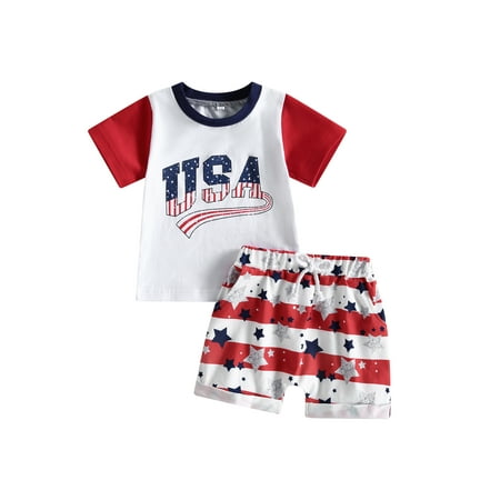 Coduop Independence Day Baby Boys Outfit Set Short Sleeve T-shirt and Star Striped Shorts Set
Coduop Independence Day Baby Boys Outfit Set Short Sleeve T-shirt and Star Striped Shorts Set