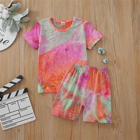 CHGBMOK Clearance Toddler Kids Baby Girls Summer Cute Tie-Dye Printed Short-Sleeved Clothes Set
CHGBMOK Clearance Toddler Kids Baby Girls Summer Cute Tie-Dye Printed Short-Sleeved Clothes Set