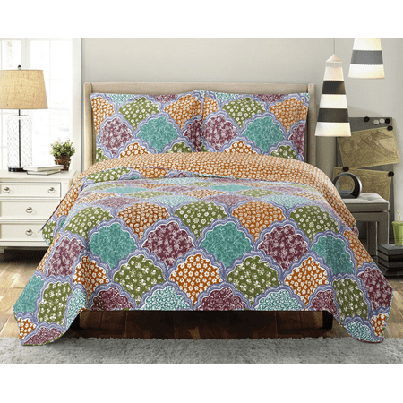 Dahlia Coverlet Wrinkle Free Set Oversized Reversible Set- Twin/Twin XL