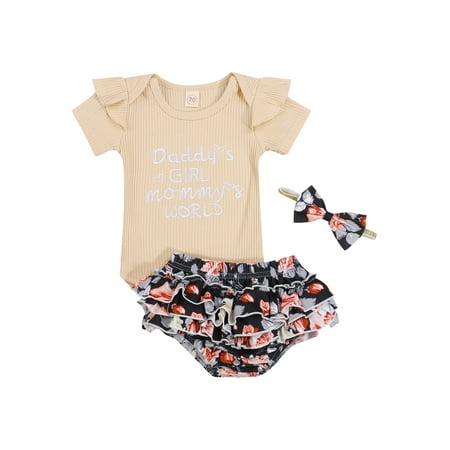Calsunbaby Baby Girls 3Pcs Set Letter Pattern Ribbed Fly Sleeve Romper + Floral Print Ruffles Shorts + Bow Headband
Calsunbaby Baby Girls 3Pcs Set Letter Pattern Ribbed Fly Sleeve Romper + Floral Print Ruffles Shorts + Bow Headband
