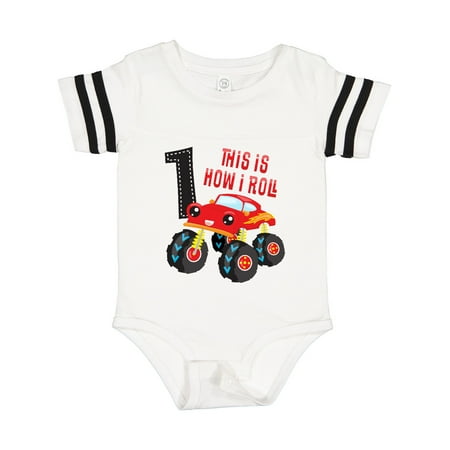 Inktastic Monster Truck How I Roll 1st Birthday Gift Baby Boy Bodysuit