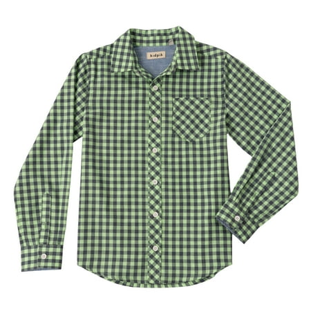 KIDPIK Boys Long Sleeve Mini Check Plaid Shirt Size: 2T - M (10)