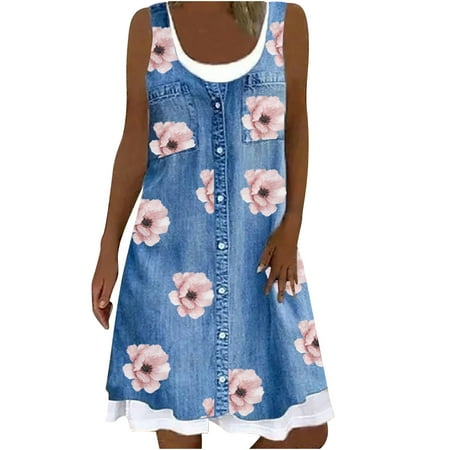 Juebong Fashion Women Casual Sexy Round-Neck Floral Printing Fake Two-Piece Sleeveless Dress
Juebong Fashion Women Casual Sexy Round-Neck Floral Printing Fake Two-Piece Sleeveless Dress