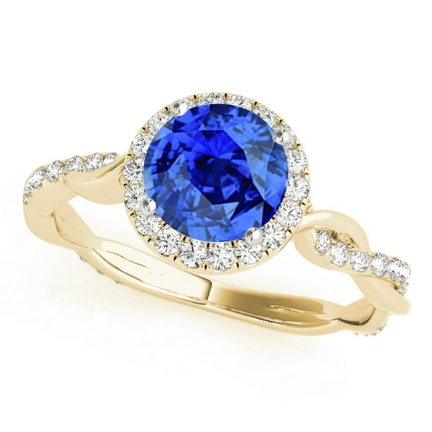 1.25 Ct. Ttw Interwine Shank Diamond And Tanzanite Ring In 14k Yellow Gold