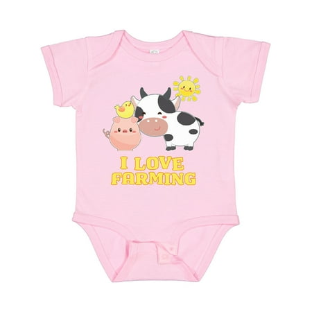 Inktastic I Love Farming- Farm Animals Gift Baby Boy or Baby Girl Bodysuit
