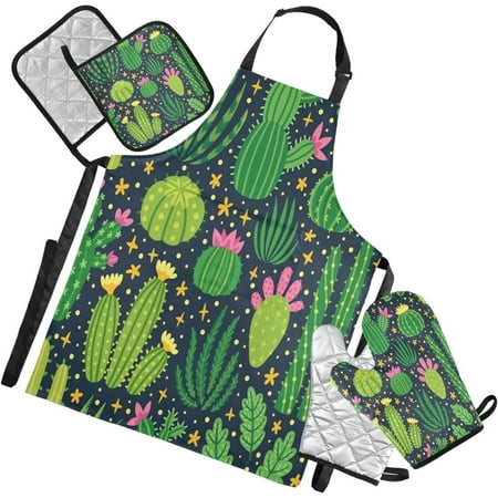 Bestwell Cactus (4) Kitchen Apron Sets 1 Waterproof Apron with Pockets 2 Oven Mitts & 2 Pot Holders Kitchen Accessories Set Adjustable Strap for Kitchen Cooking
Bestwell Cactus (4) Kitchen Apron Sets 1 Waterproof Apron with Pockets 2 Oven Mitts & 2 Pot Holders Kitchen Accessories Set Adjustable Strap for Kitchen Cooking