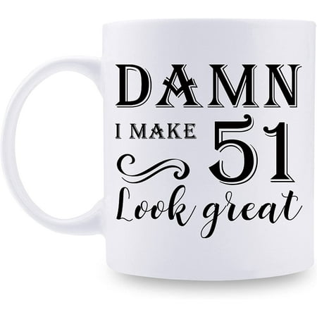 51st Birthday Gifts for Women Men - Damn I Make 51 Look Great Mug - 51 Year Old Present Ideas for Wife Husband Mom Dad Sisters Brothers Friends Coworkers - 11 oz Coffee Mug
51st Birthday Gifts for Women Men - Damn I Make 51 Look Great Mug - 51 Year Old Present Ideas for Wife Husband Mom Dad Sisters Brothers Friends Coworkers - 11 oz Coffee Mug