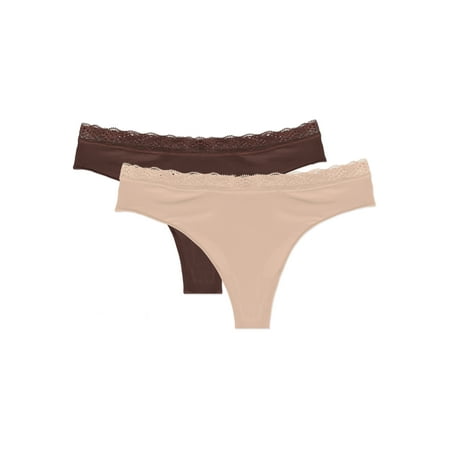 Smart & Sexy Women s Lace Trim Thong Panty 2-pack Style-SA1376
