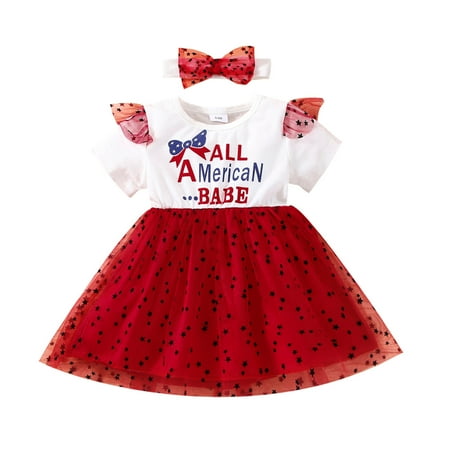 Toddler Girls Short Sleeve Independence Day Letter Printed Dress 4th Of July Kids Stars Tulle Princess Dresses Headbands
Toddler Girls Short Sleeve Independence Day Letter Printed Dress 4th Of July Kids Stars Tulle Princess Dresses Headbands