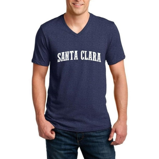 Santa Clara California State Flag Men V-Neck Shirts Ringspun Tee