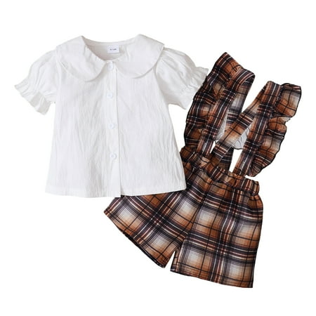Infant Baby Girls Clothes 18 Months Baby Girls Summer Short Outfit Sets 24 Months Short Sleeve Lapel Tops Suspender Plaid Shorts 2PCS Set White
Infant Baby Girls Clothes 18 Months Baby Girls Summer Short Outfit Sets 24 Months Short Sleeve Lapel Tops Suspender Plaid Shorts 2PCS Set White