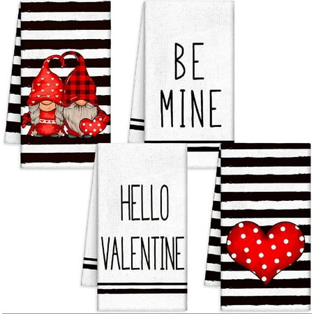 4 Pcs Valentine s Day Kitchen Towels Sets Hello Valentine Dish Towels 16 x 24 Gnomes Hearts Hand Towels Absorbent Fast Drying Cloth Tea Towels for Anniversary Wedding (Black White Striped Heart)
4 Pcs Valentine s Day Kitchen Towels Sets Hello Valentine Dish Towels 16 x 24 Gnomes Hearts Hand Towels Absorbent Fast Drying Cloth Tea Towels for Anniversary Wedding (Black White Striped Heart)