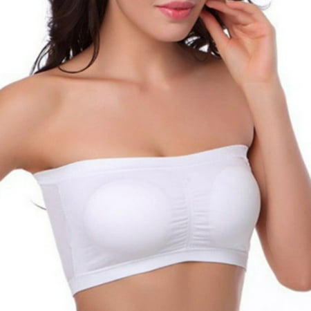 Women s Wireless Seamless Bra Comfort Wireless Bra Tube Bra Top S White