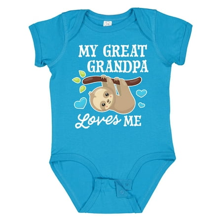 Inktastic My Great Grandpa Loves Me with Sloth and Hearts Gift Baby Boy or Baby Girl Bodysuit