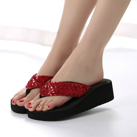 Women s Summer Sequins Anti-Slip Sandals Slipper Indoor & Outdoor Flip-flops