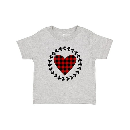 Inktastic Valentines Day Buffalo Plaid Heart Gift Baby Girl T-Shirt