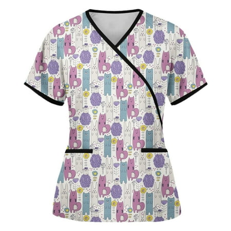 CHMORA Stretchy Print Scrubs Tops for Women Short Sleeve T-Shirts V Neck Nurse Uniforms with Two Big Pockets(Purple,XL)
CHMORA Stretchy Print Scrubs Tops for Women Short Sleeve T-Shirts V Neck Nurse Uniforms with Two Big Pockets(Purple,XL)