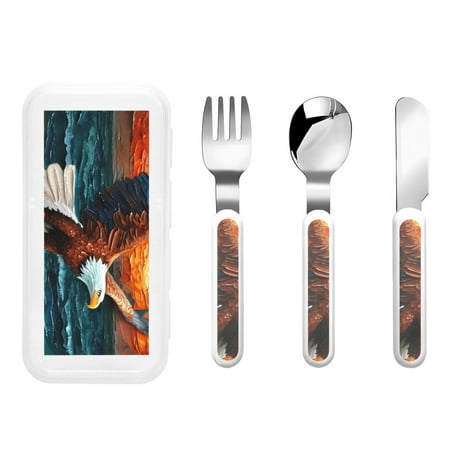 Zeuib Textured Bald Eagle Print 3 Pieces Children Fork Spoon Knife Set with Travel Case for Lunch Box Stainless Steel Kids Silverware Flatware Set Kids Utensil Set for School (Fork Spoon Knife)
Zeuib Textured Bald Eagle Print 3 Pieces Children Fork Spoon Knife Set with Travel Case for Lunch Box Stainless Steel Kids Silverware Flatware Set Kids Utensil Set for School (Fork Spoon Knife)