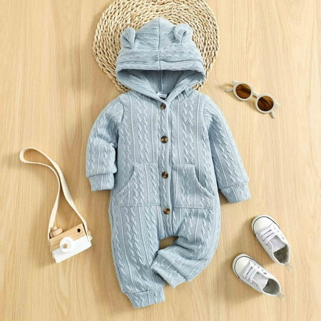 NIUREDLTD Boys Girls Long Sleeve Ribbed Hooded Romper Toddler Jumpsuit With Pocket Clothes
NIUREDLTD Boys Girls Long Sleeve Ribbed Hooded Romper Toddler Jumpsuit With Pocket Clothes