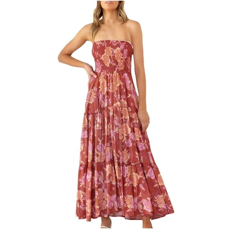 Fesfesfes Summer Dresses for Women Tube Bohemian Style Long Dress Off Shoulder Sleeveless Dress Casual Floral Print Elastic Corset Patchwork Pleated Beach Dress
Fesfesfes Summer Dresses for Women Tube Bohemian Style Long Dress Off Shoulder Sleeveless Dress Casual Floral Print Elastic Corset Patchwork Pleated Beach Dress