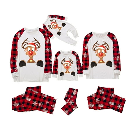 Matching Family Pajamas Sets Christmas PJ s with Elk and Plaid Printed Long Sleeve Tee and Bottom Loungewear
Matching Family Pajamas Sets Christmas PJ s with Elk and Plaid Printed Long Sleeve Tee and Bottom Loungewear