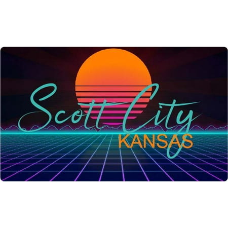 Scott City Kansas 4 X 2.25-Inch Fridge Magnet Retro Neon Design