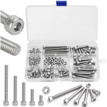 

BUZIFU 110 Pcs M5 Nuts and Bolts Set 55 Pcs Stainless Steel M5 Cap Head Bolts 10/20/30/40/55 mm Small Hex Bolts and Nuts Hexagon Socket Cap Screw Bolt Nuts Assorted Bolts Kit with Storage Box