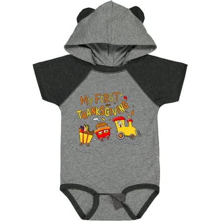 Inktastic My 1st Thanksgiving Turkey Train with Food Gift Baby Boy or Baby Girl Bodysuit