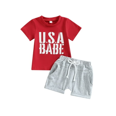 Wassery 4th of July Baby Boys Girls Short Sets Independence Day Outfits Letter Print Short Sleeve Crew Neck T-shirt and Elastic Rolled Hem Shorts 2Pcs Toddle Summer Casual Clothes 0-3T
Wassery 4th of July Baby Boys Girls Short Sets Independence Day Outfits Letter Print Short Sleeve Crew Neck T-shirt and Elastic Rolled Hem Shorts 2Pcs Toddle Summer Casual Clothes 0-3T