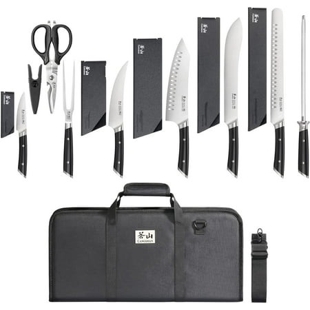 Series German Steel Forged BBQ Knife Set (Black 9-Piece Bag Set)