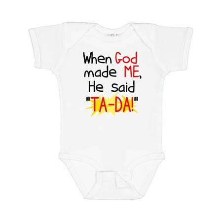 Inktastic When God Made Me Gift Baby Boy or Baby Girl Bodysuit
