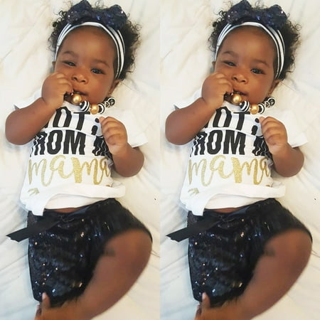 3pcs Toddler Baby Girl Clothing Tops T-Shirt Shorts and Sequin Headband Outfits
3pcs Toddler Baby Girl Clothing Tops T-Shirt Shorts and Sequin Headband Outfits