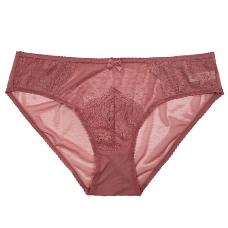 Plus Size Lingerie For Women Underwear Women Lace Thongs Panties Ladies Hollow Out Underpants Perspective Hollow Lace Panties (Order Remarks Packed Separately) Pink S