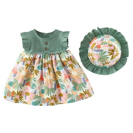 Toddler Infant Girl Flower Dress 2Pcs Summer Boho Floral Ruffle Sleeve Tutu Dresses with Sun Hat Baby Clothes Set
Toddler Infant Girl Flower Dress 2Pcs Summer Boho Floral Ruffle Sleeve Tutu Dresses with Sun Hat Baby Clothes Set