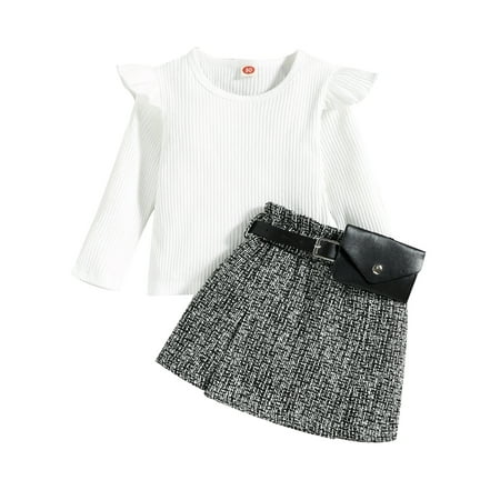 Musuos Baby Girl Long Sleeve Knit Pullover Tops A-Line Plaid Mini Skirt with Waist Bag
Musuos Baby Girl Long Sleeve Knit Pullover Tops A-Line Plaid Mini Skirt with Waist Bag