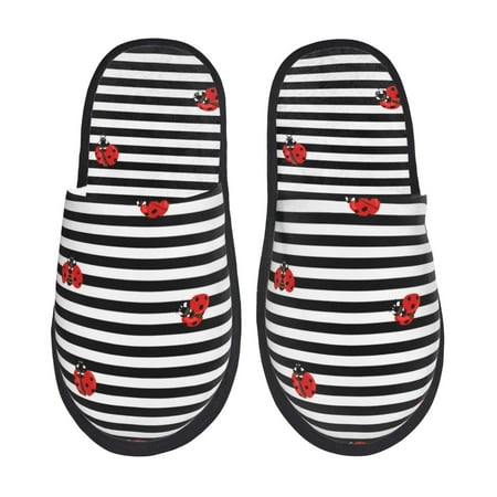 Honeii Ladybugs on Black and White Striped print Slippers Memory Foam House Bedroom Slippers for Women and Men Fuzzy Plush Comfy Faux Fur Lined Slide Shoes-Medium
Honeii Ladybugs on Black and White Striped print Slippers Memory Foam House Bedroom Slippers for Women and Men Fuzzy Plush Comfy Faux Fur Lined Slide Shoes-Medium