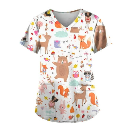 QAZXD Womens Summer Tops Floral V-Neck Short Sleeve Scrub Tops with Two Pockets Blouse Orange S
QAZXD Womens Summer Tops Floral V-Neck Short Sleeve Scrub Tops with Two Pockets Blouse Orange S